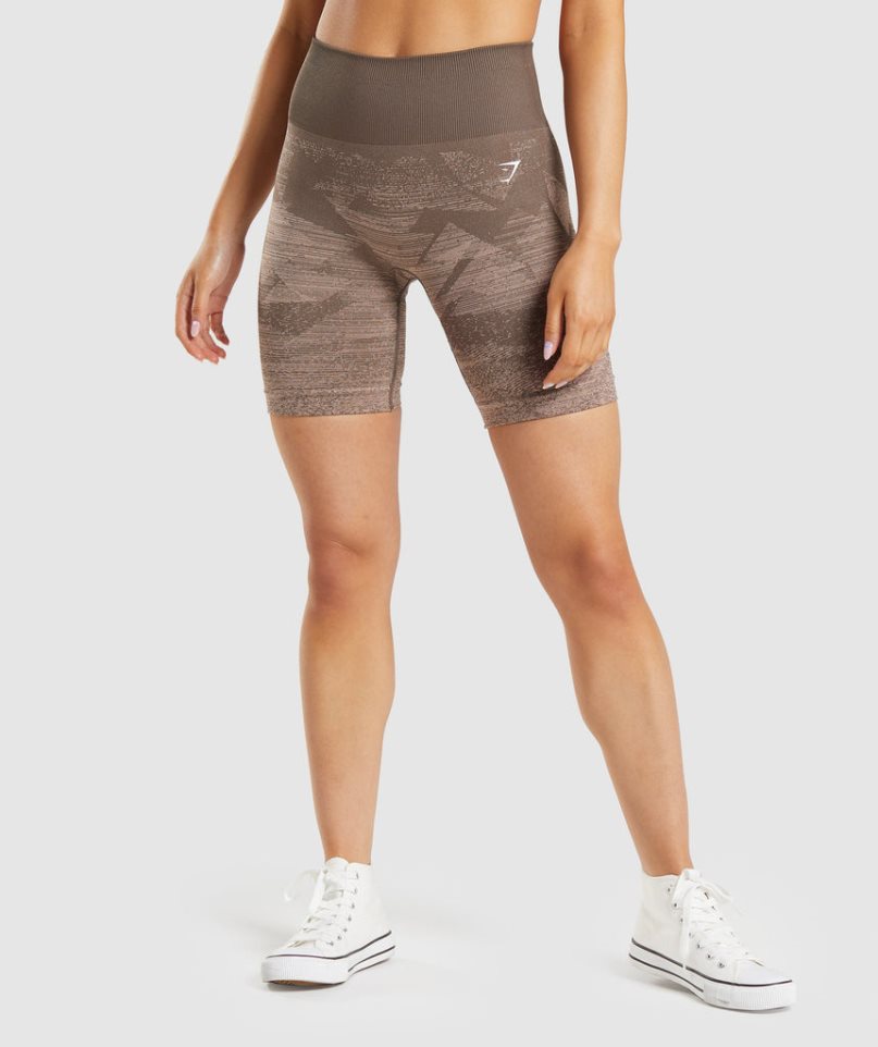 Women\'s Gymshark Adapt Ombre Seamless Shorts Brown | CA 7D86A1